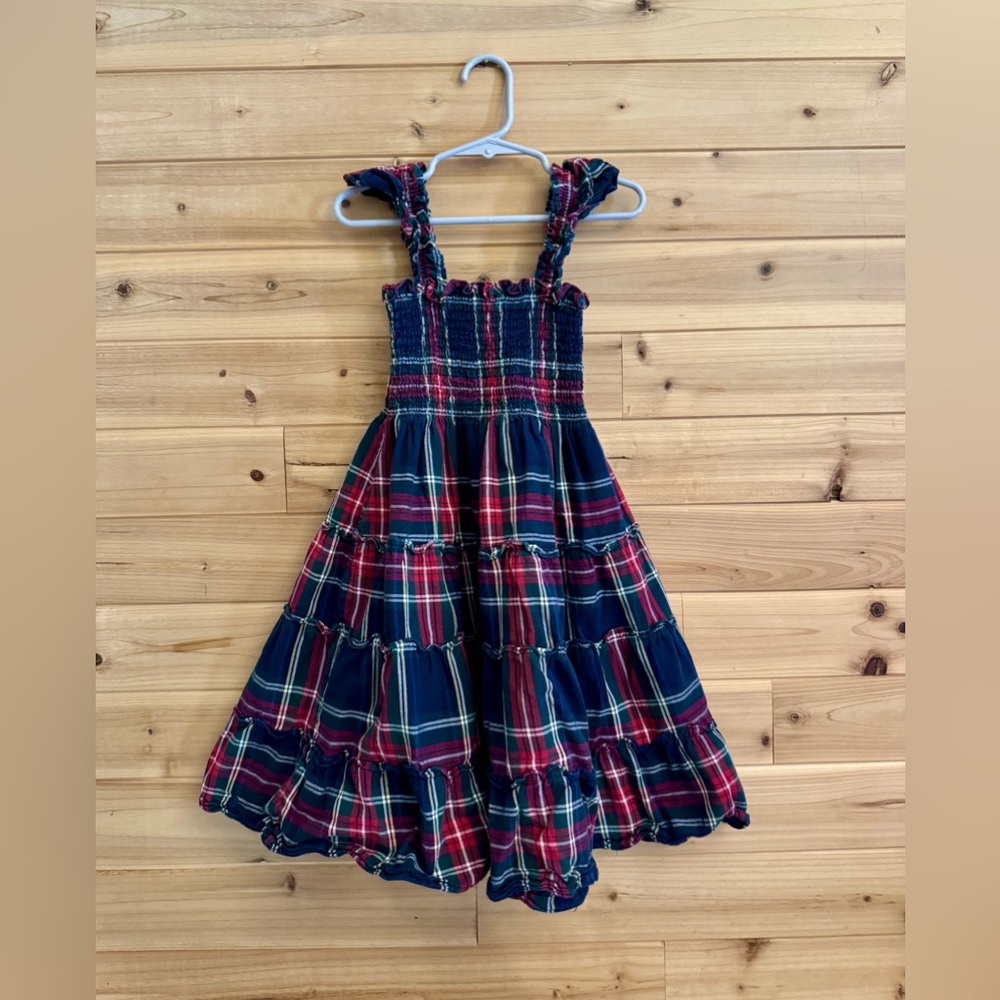 Hill House 7/8 The Nap Dress Tiny Ellie Red Blue Tartan Tiered Dress Holidays